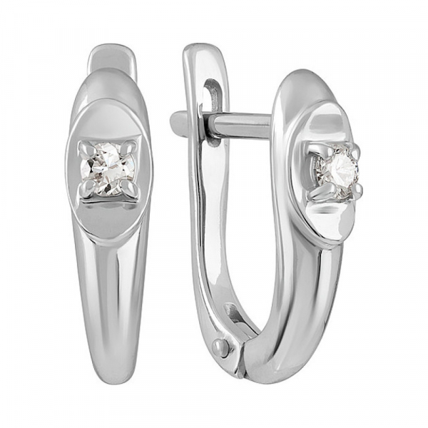 Золотые серьги с бриллиантом № 137820