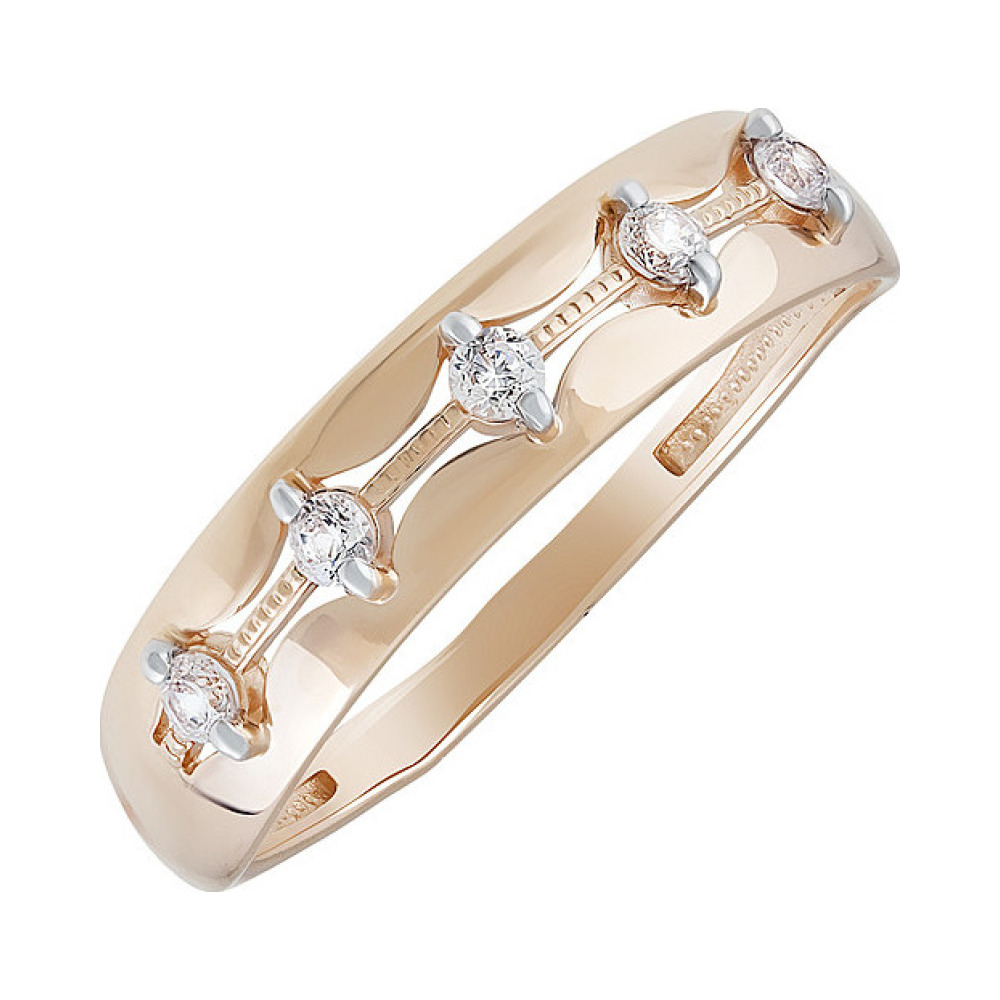 Золотое кольцо с фианитом № 134995