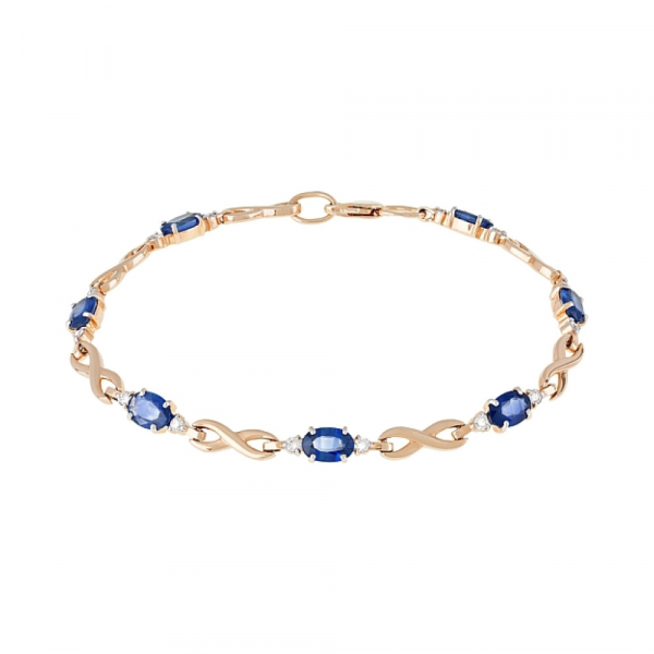 Золотой браслет с бриллиантом и сапфиром № 103752