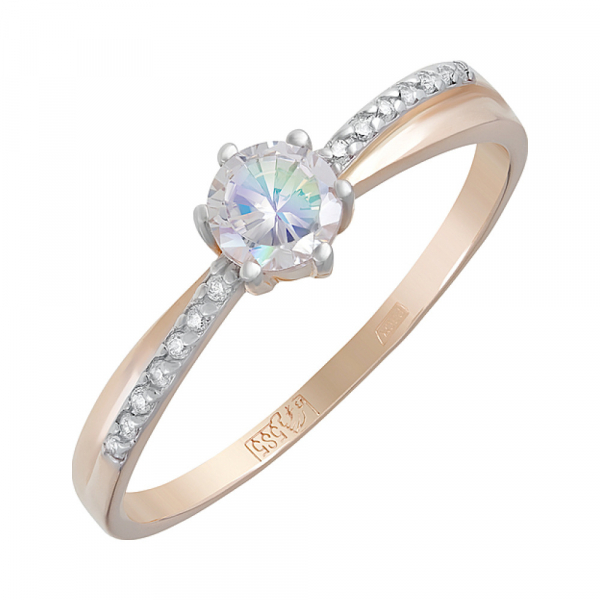 Золотое кольцо с фианитами № 124189