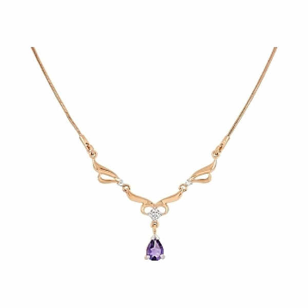 Золотое колье с аметистом и фианитом № 106023