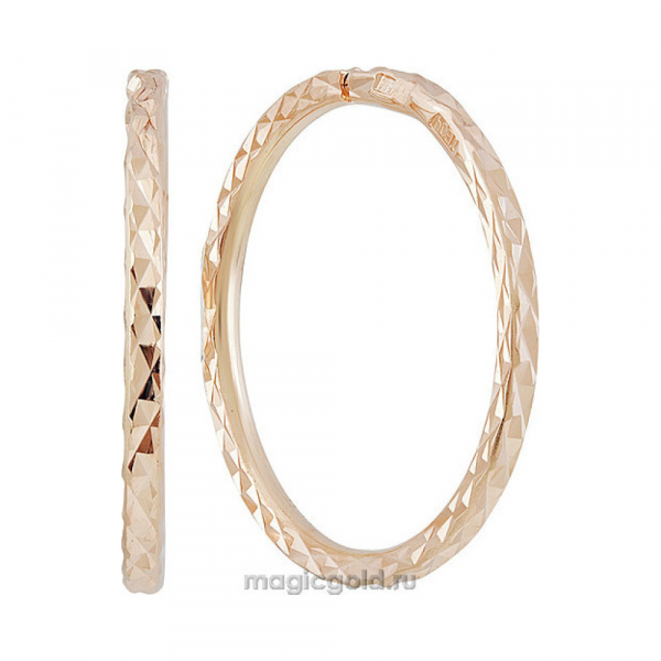 Золотые серьги конго с алмазной гранью № 142256