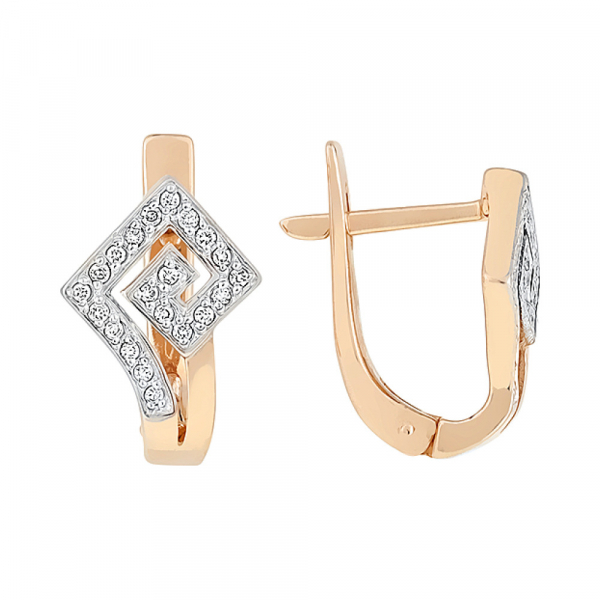 Золотые серьги с бриллиантом № 107423