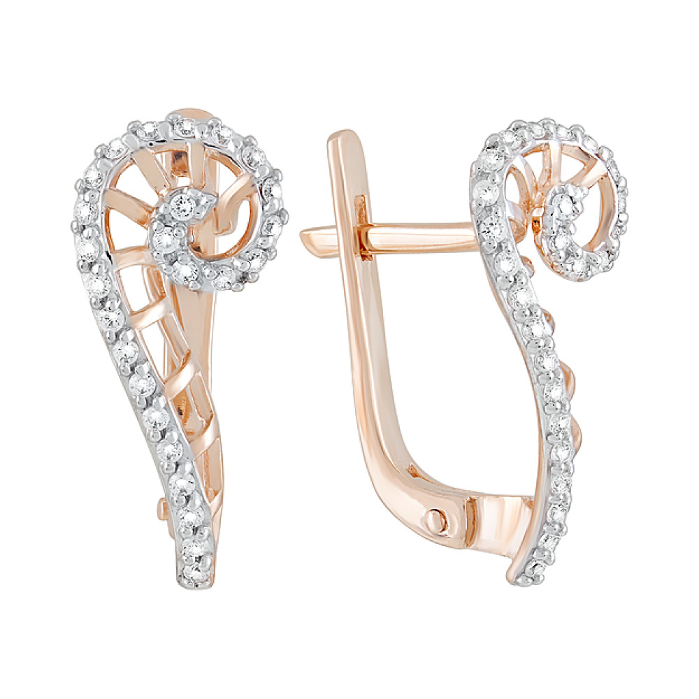 Золотые серьги с фианитами № 124748