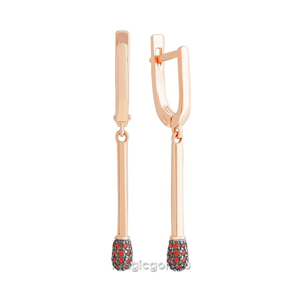 Золотые серьги с фианитом № 172133