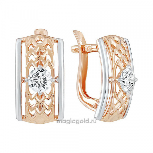 Золотые серьги с фианитом № 139969