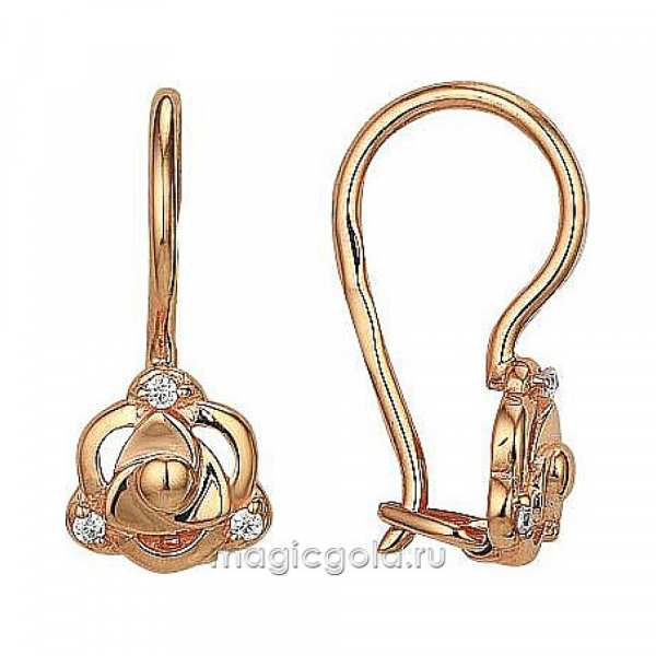 Золотые серьги с фианитом № 173848