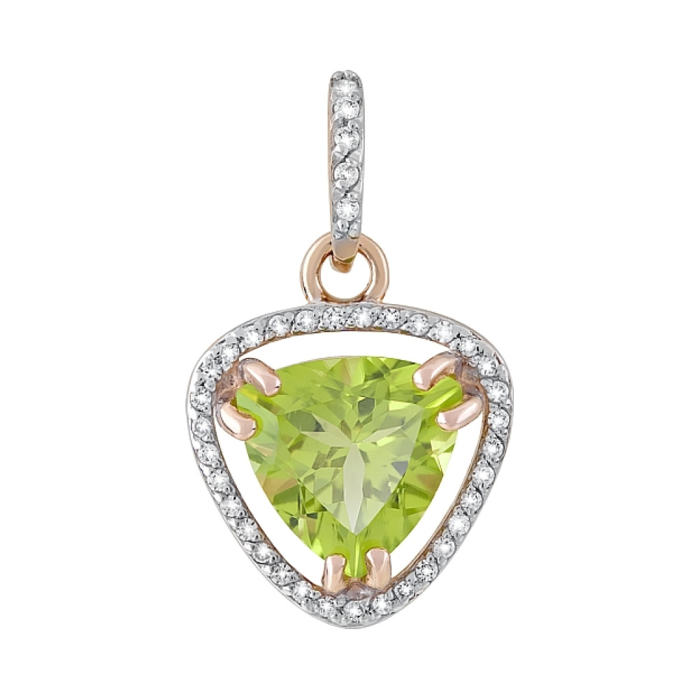 Золотая подвеска с хризолитом и фианитом № 120058