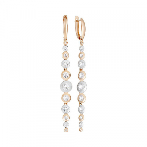 Золотые серьги с фианитом № 135182