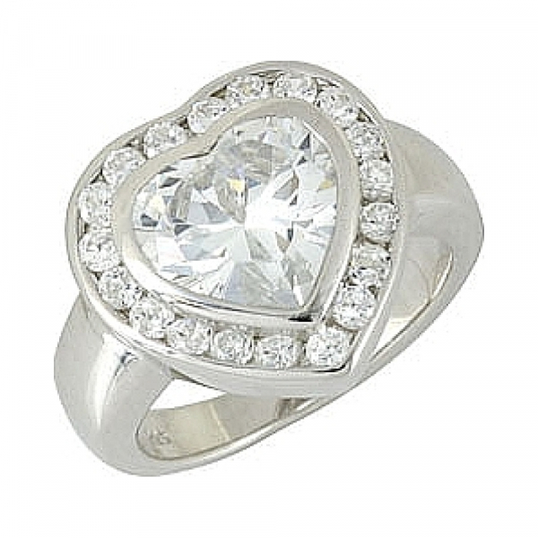 Серебряное кольцо с фианитом № 66879