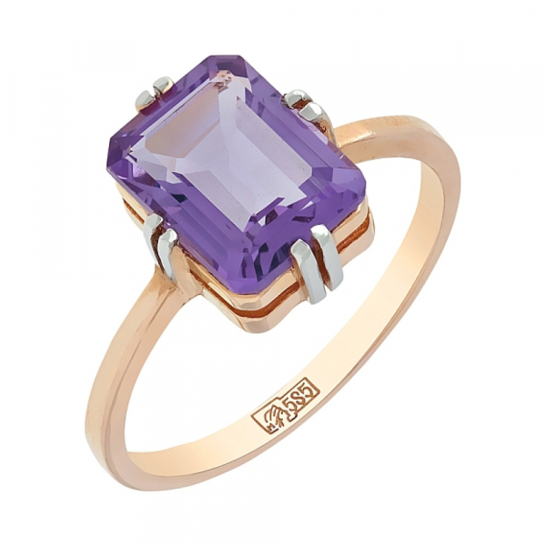 Золотое кольцо с аметистом № 86202
