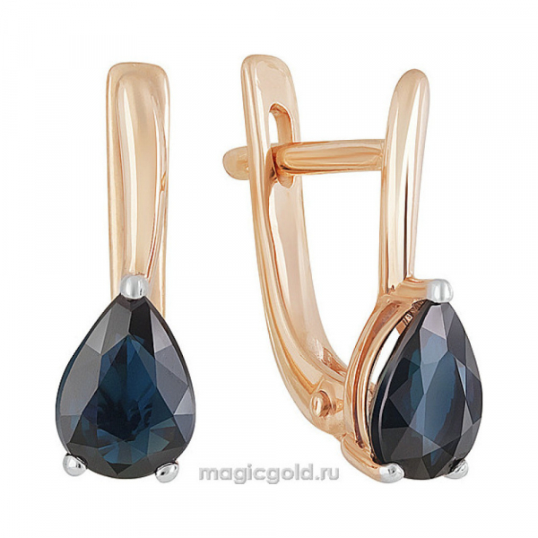Золотые серьги с сапфиром № 159118