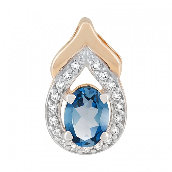 Золотая подвеска с топазом и фианитом № 118257