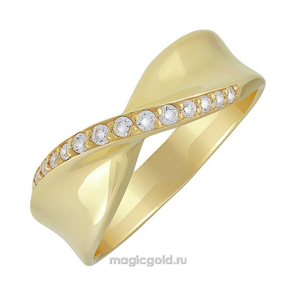 Серебряное кольцо с фианитом и золотым покрытием № 135194