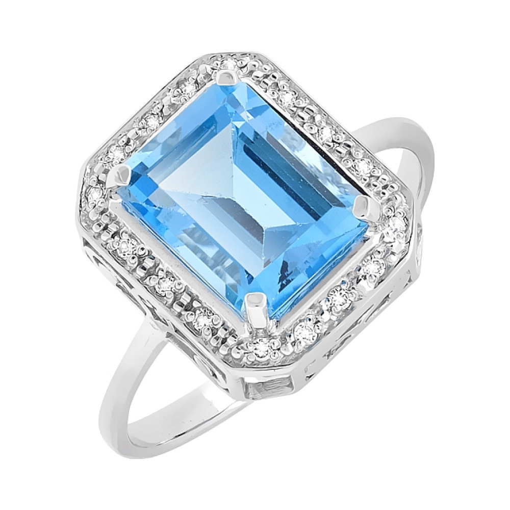 Золотое кольцо с топазом и фианитами № 52984