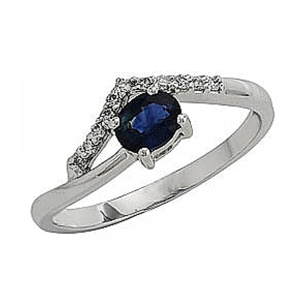 Золотое кольцо с бриллиантом и сапфиром № 81970