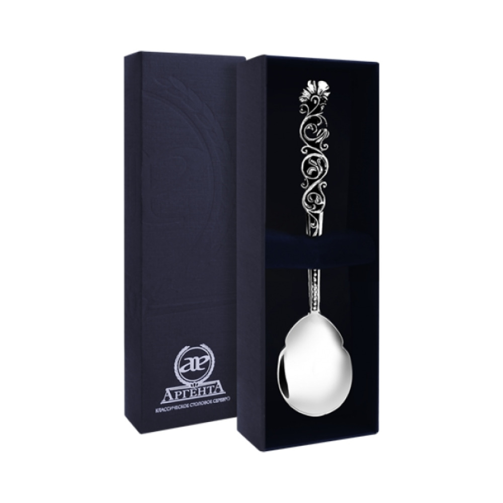 Серебряная чайная ложка «Подарочная» с чернением