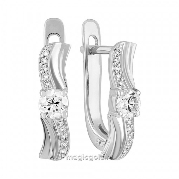 Золотые серьги с бриллиантом № 155951