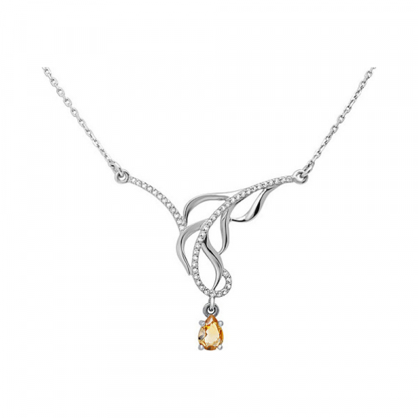 Серебряное колье с цитрином и фианитом № 133200