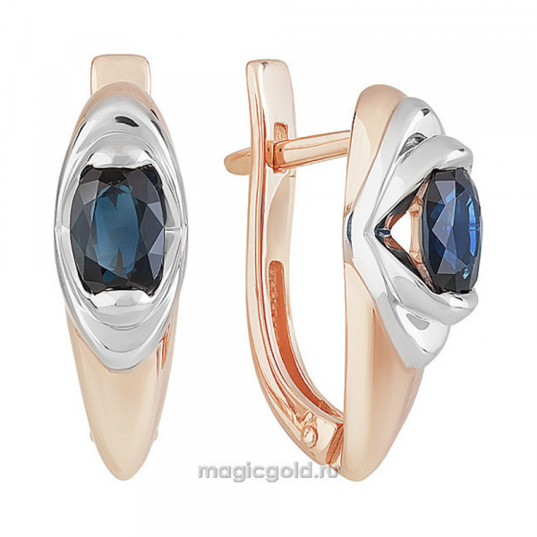 Золотые серьги с сапфиром № 159130