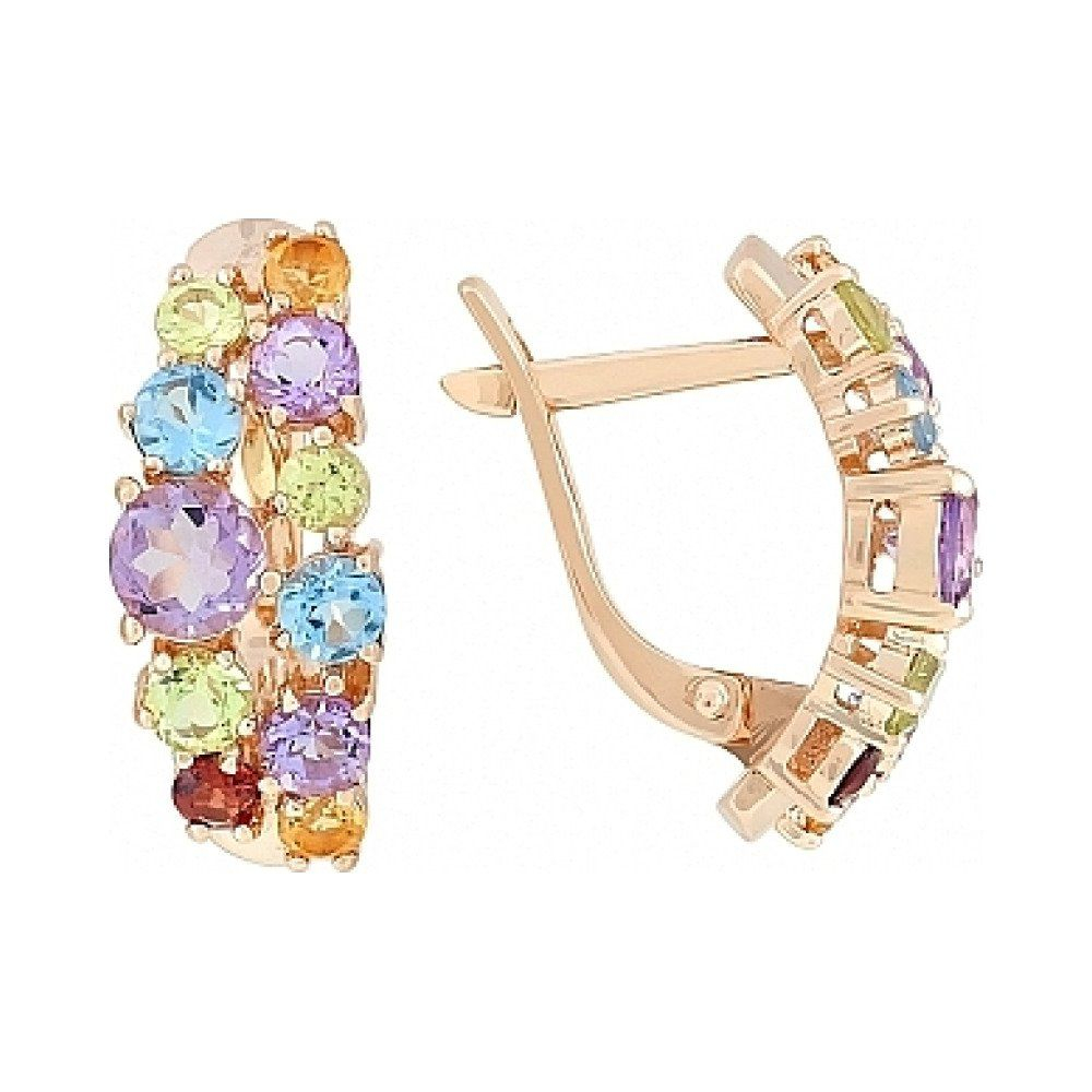 Золотые серьги с полудрагоценными вставками № 114697