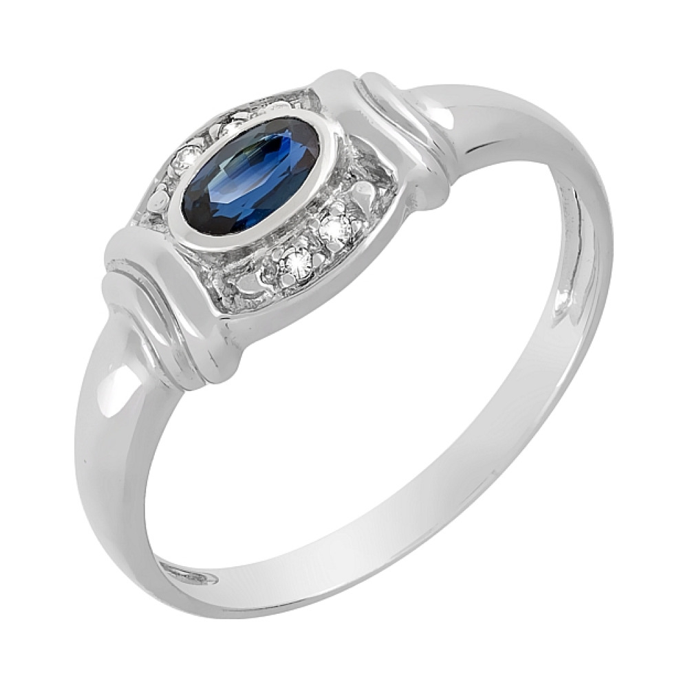 Золотое кольцо с бриллиантом и сапфиром № 74517