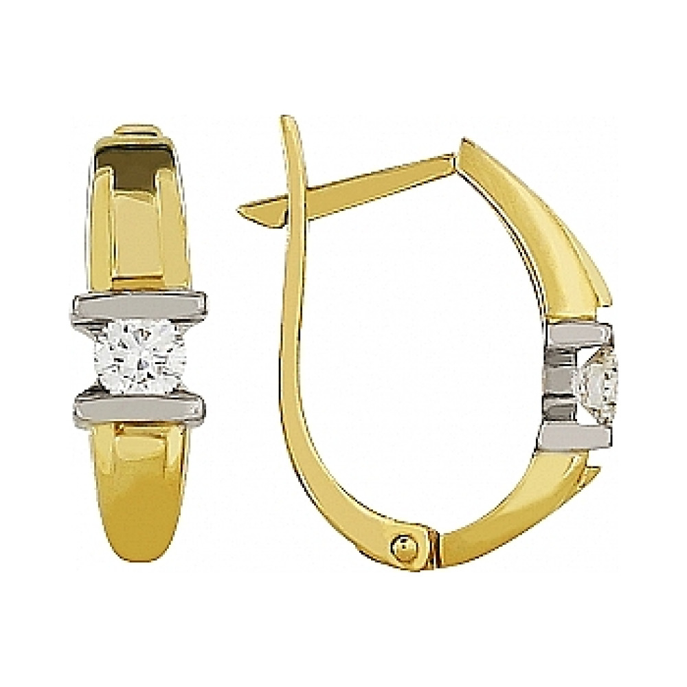 Золотые серьги с бриллиантом № 83741