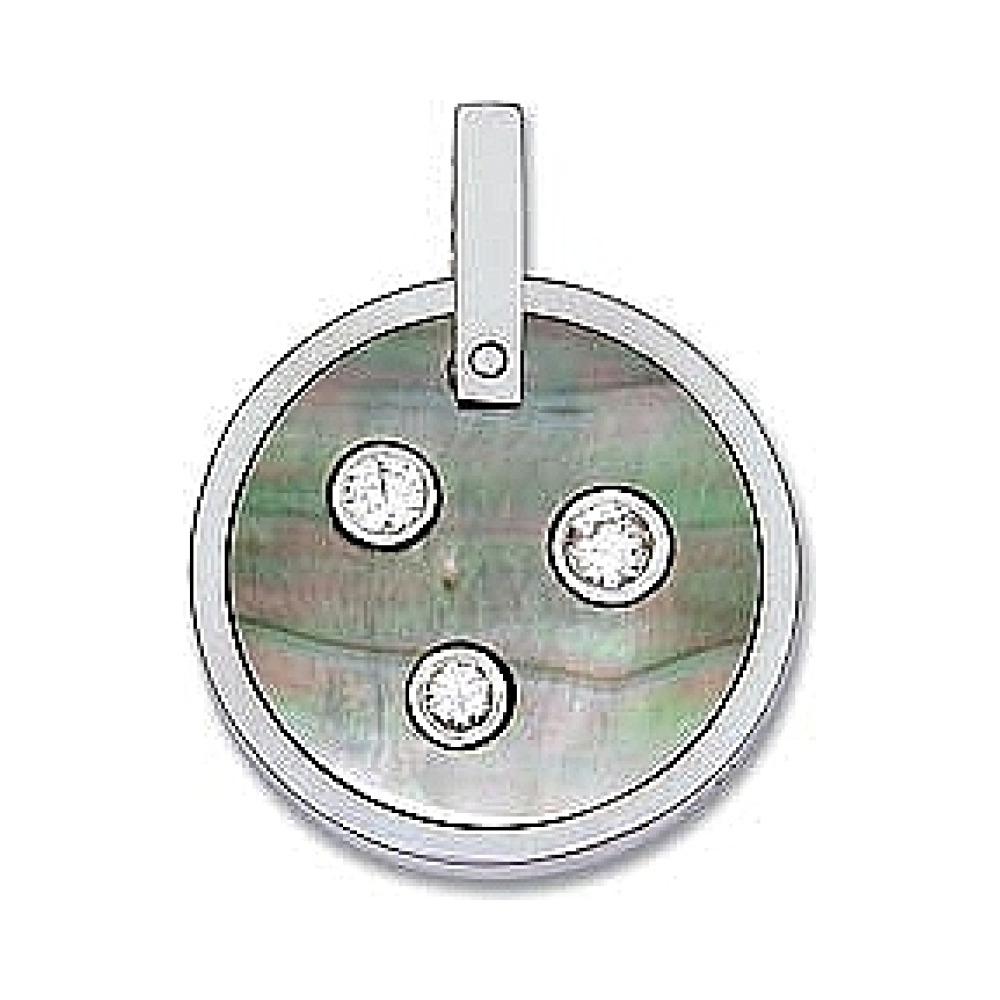 Серебряная подвеска с перламутром и фианитом № 6406