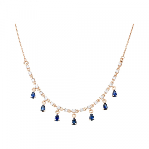 Золотое колье с сапфиром и фианитом № 114058