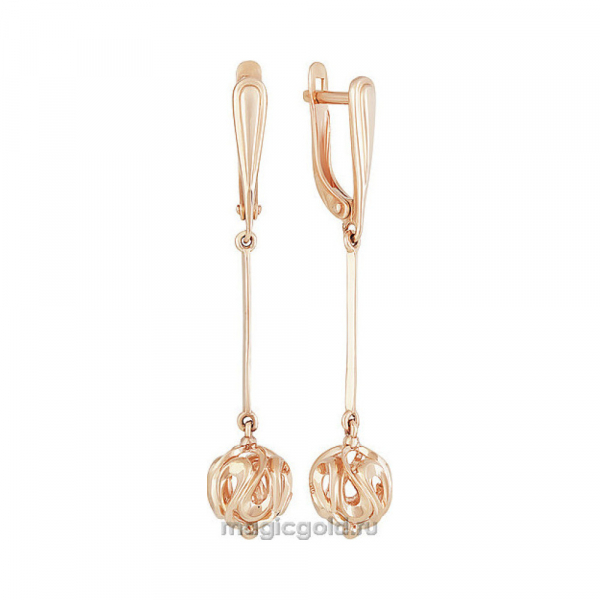 Золотые серьги без камня № 159674