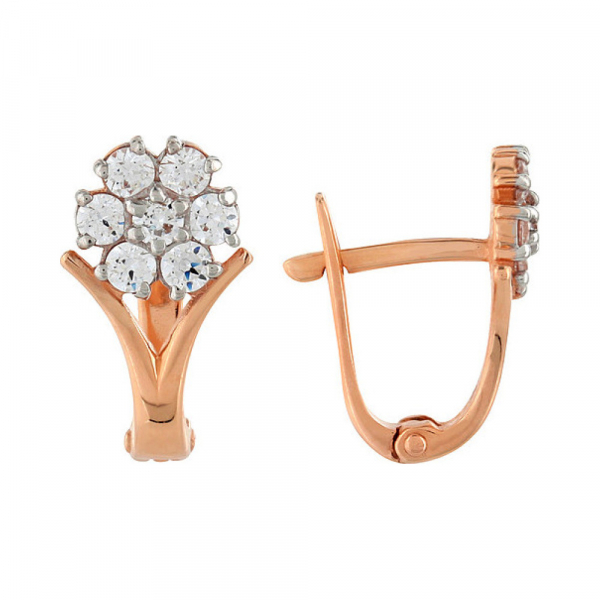 Золотые серьги с фианитом № 103135