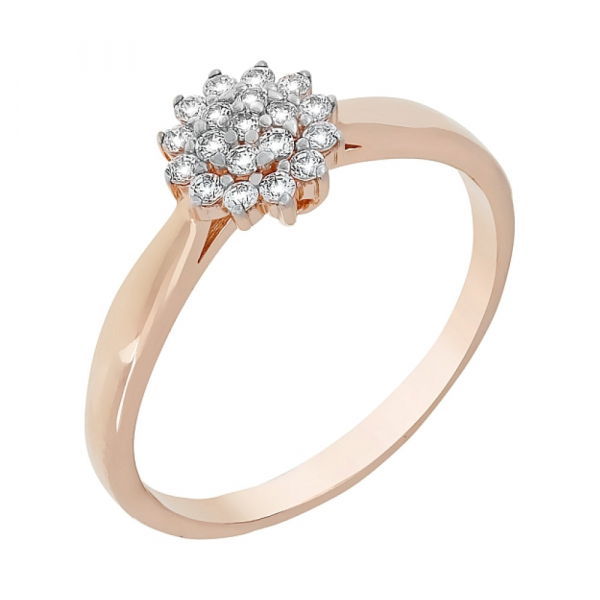 Золотое кольцо с фианитами № 104229