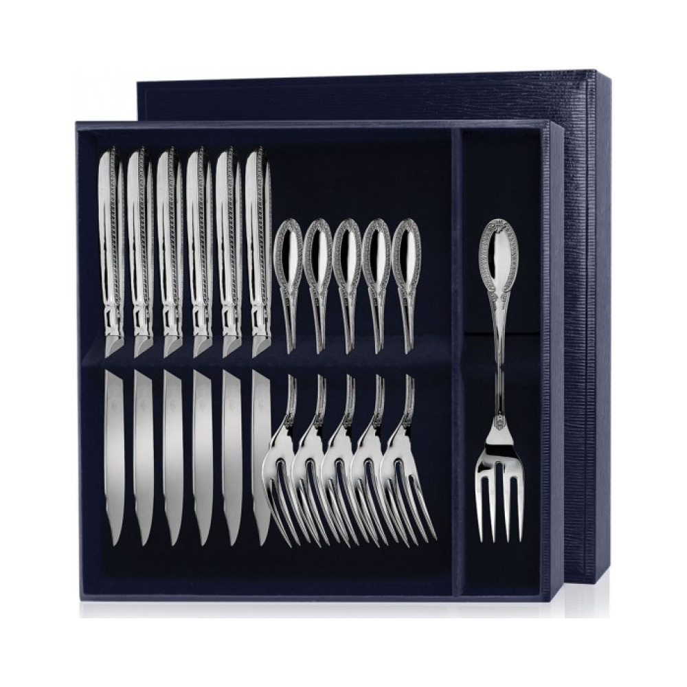 Серебряный набор для рыбы «Император» 12 предметов (вилки и ножи)
