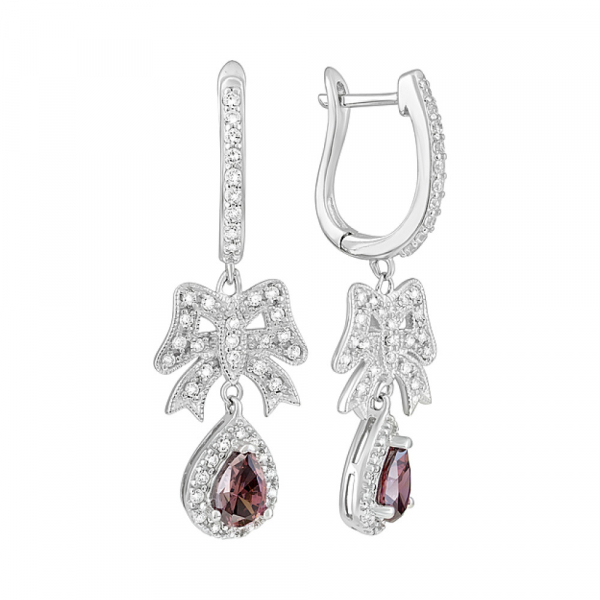 Серебряные серьги с фианитами № 127752