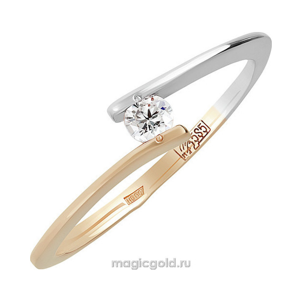 Золотое кольцо с бриллиантом № 111169