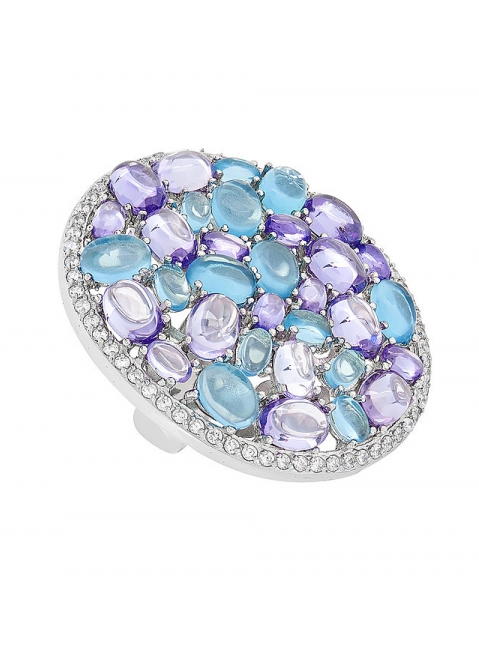 Серебряное кольцо с фианитами № 118424