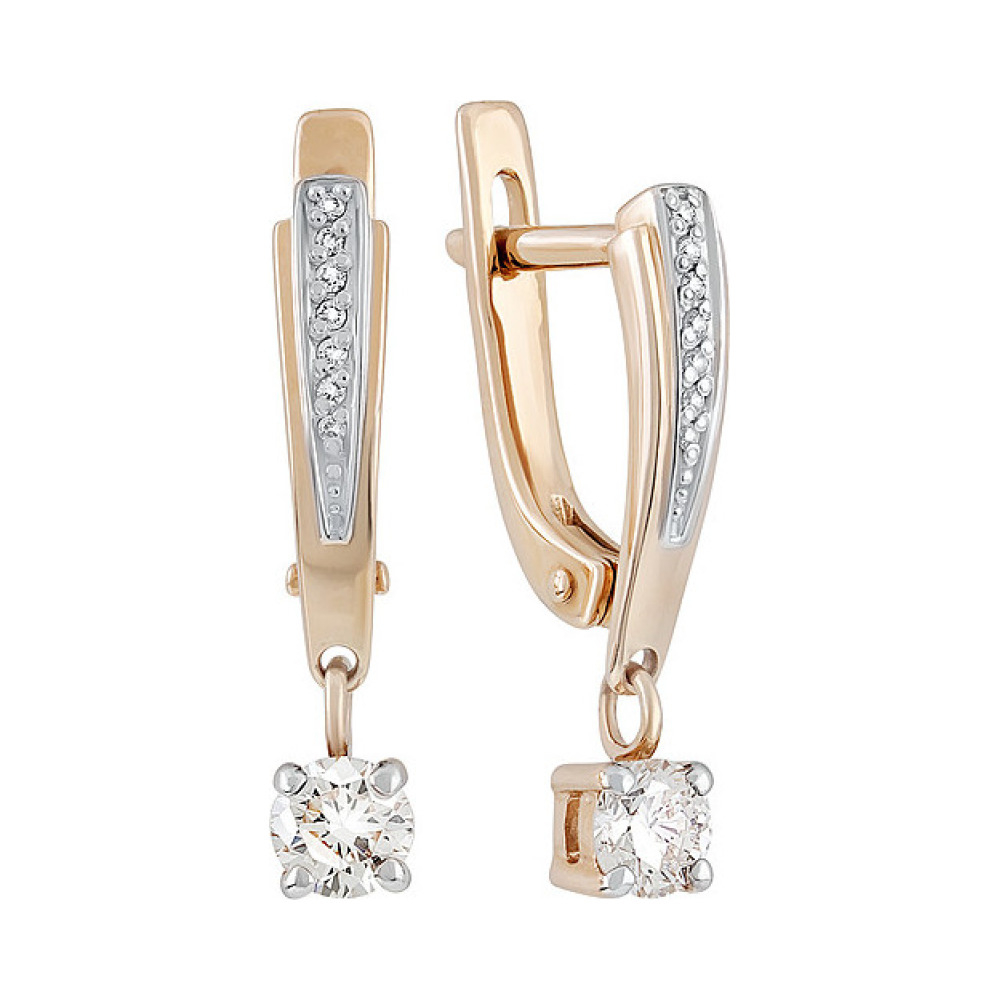 Золотые серьги с бриллиантом № 134486