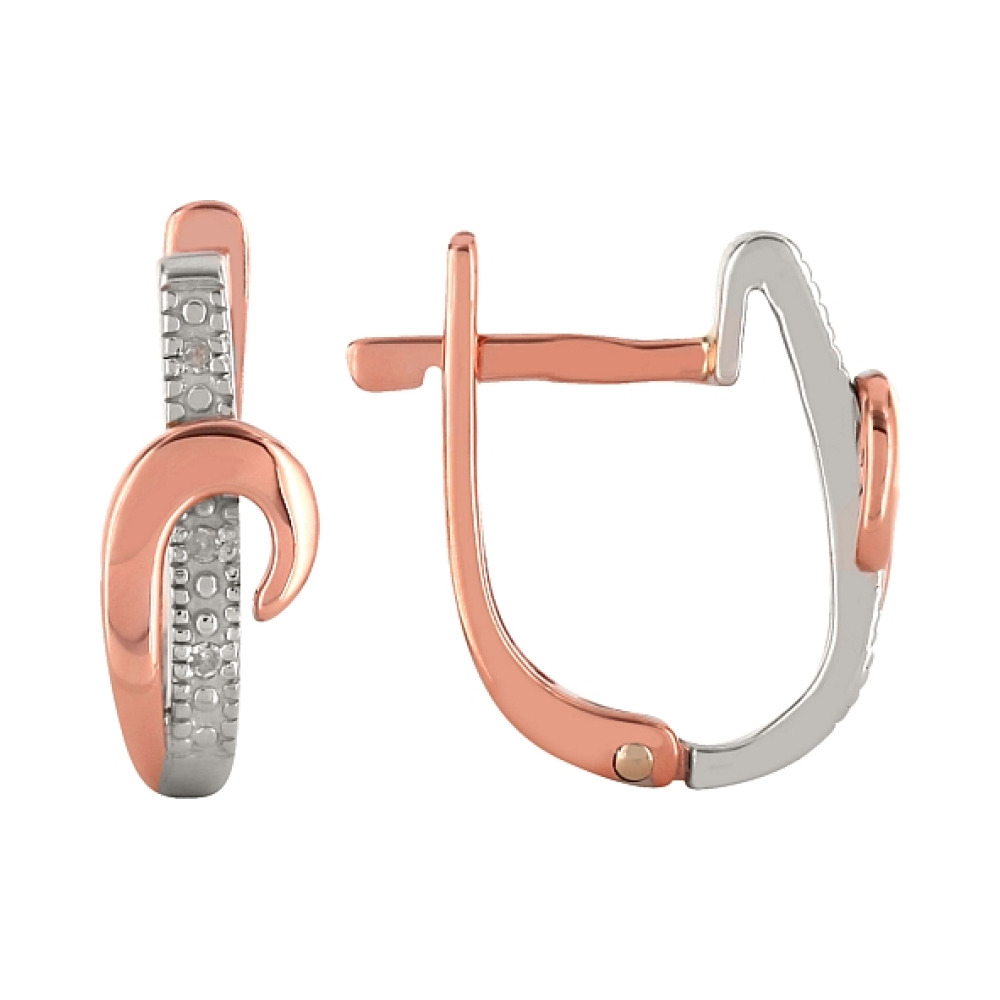 Золотые серьги с бриллиантом № 99834