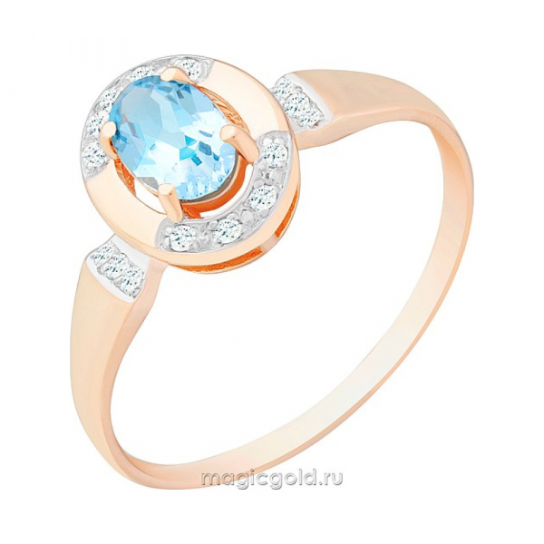 Золотое кольцо с топазом и фианитом № 170437