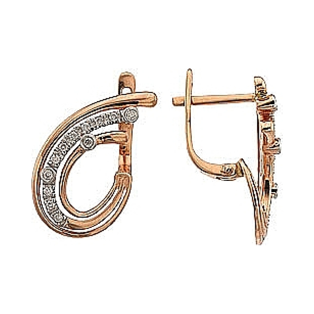 Золотые серьги с бриллиантом № 64385