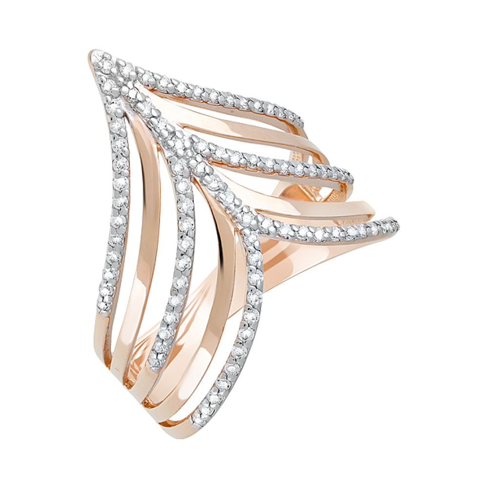 Золотое кольцо с фианитами № 122307