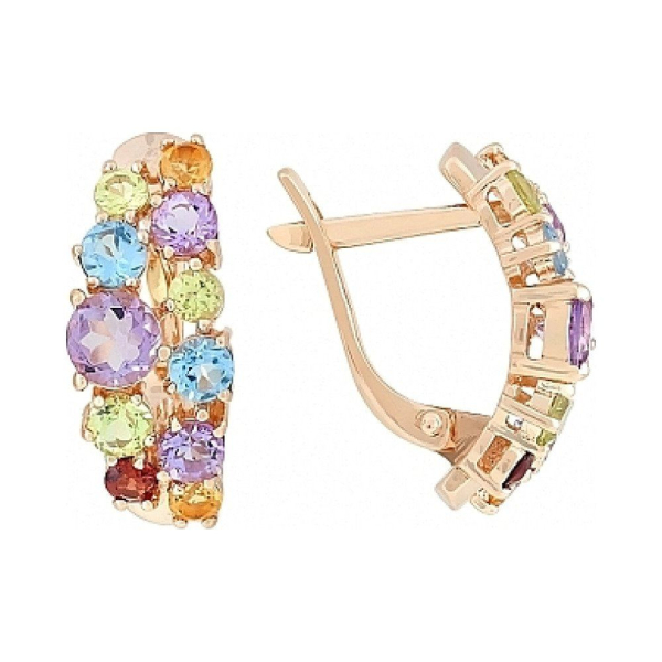 Золотые серьги с полудрагоценными вставками № 114697