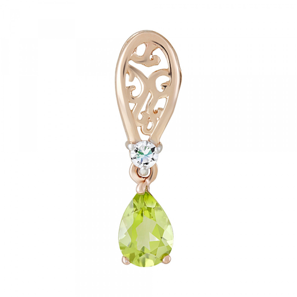 Золотая подвеска с хризолитом и фианитом № 124568