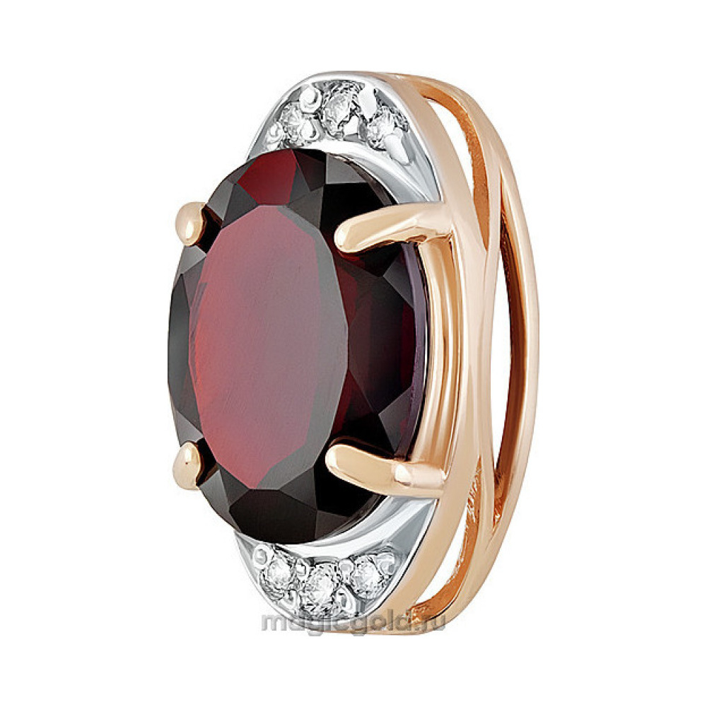 Золотая подвеска с гранатом и фианитом № 137024