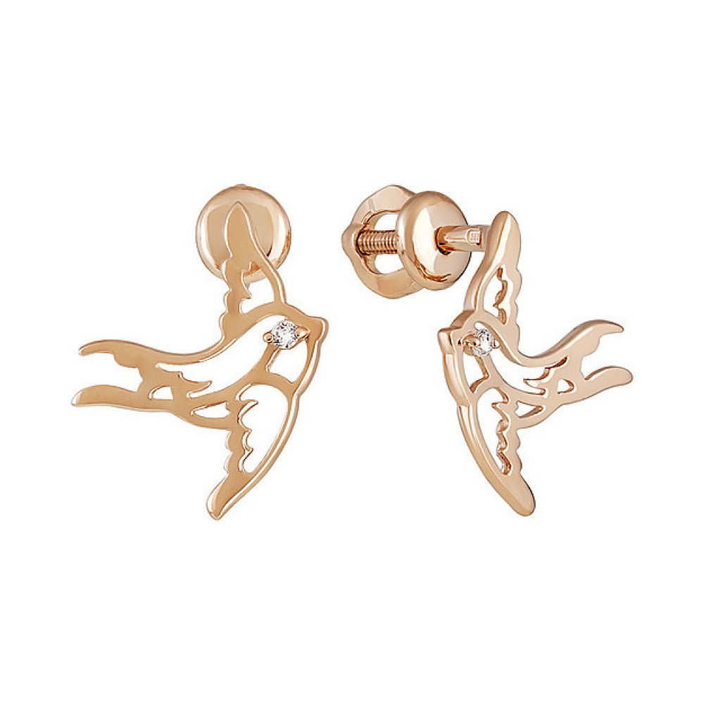 Золотые серьги с фианитом № 134422