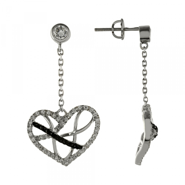 Серебряные серьги с фианитом № 83220