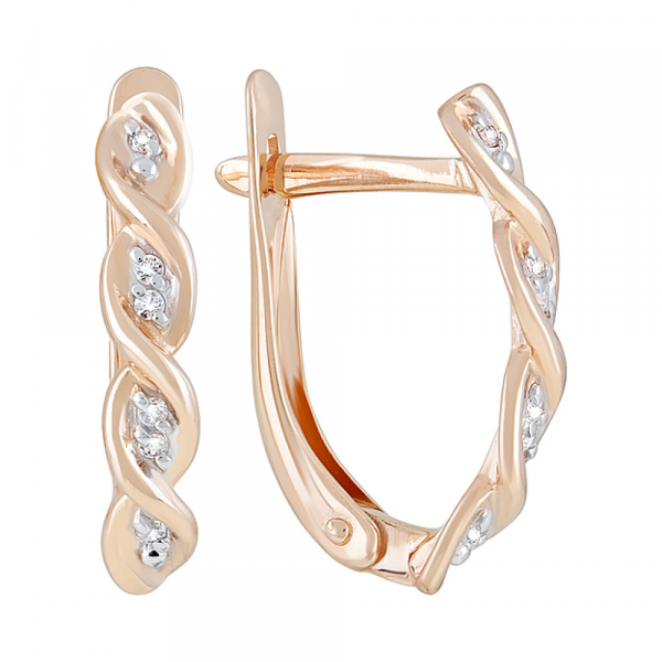 Золотые серьги с фианитами № 122268