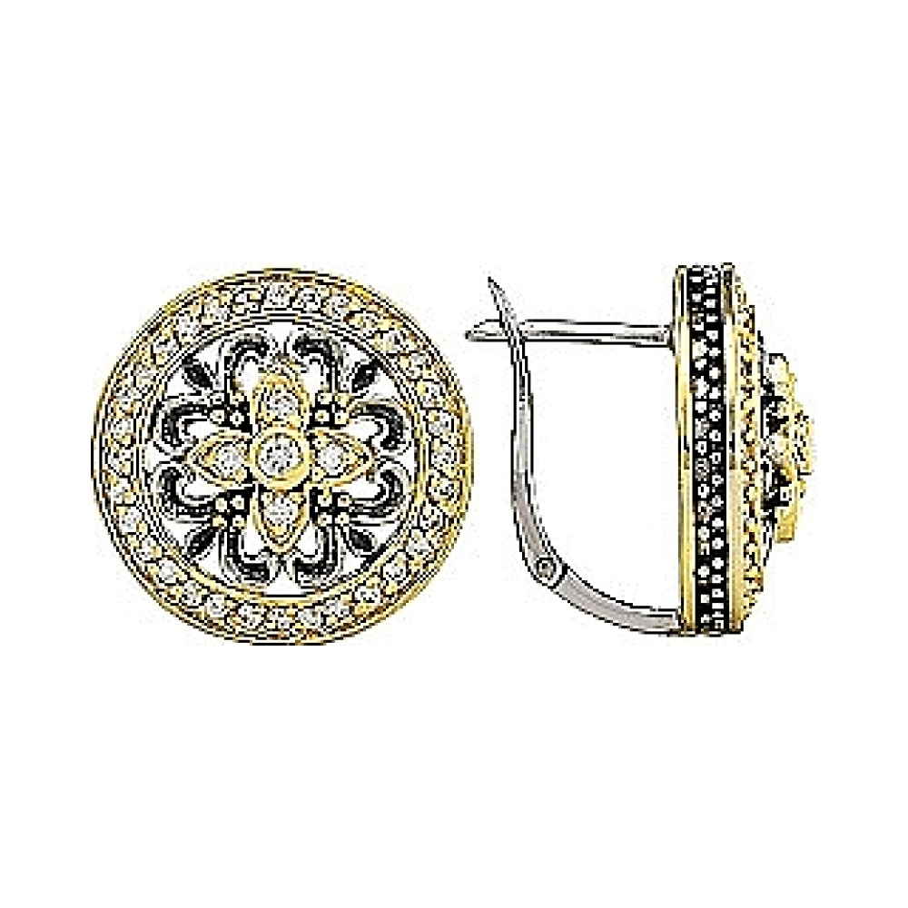 Серебряные серьги с фианитом № 80931