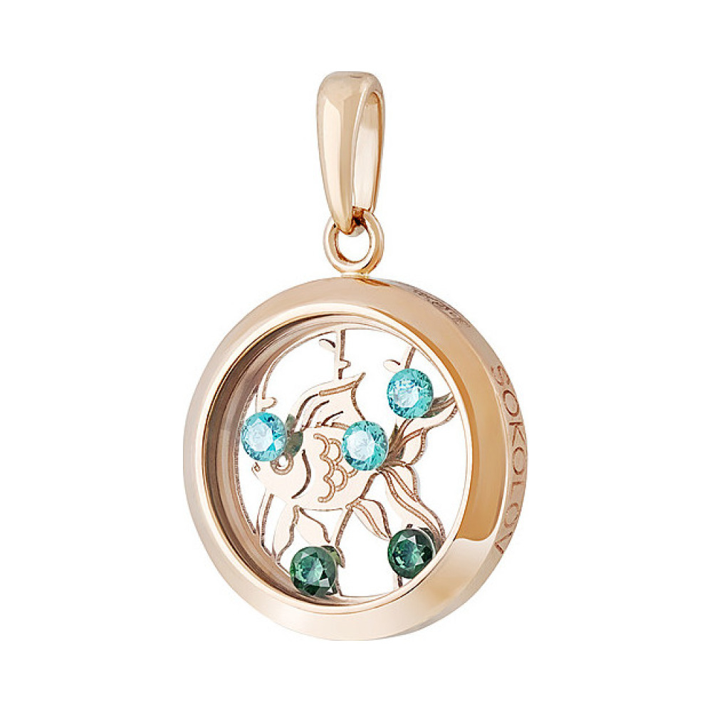 Золотая подвеска с плавающими фианитами № 136002