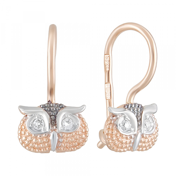 Золотые серьги с фианитами № 124760